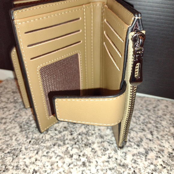 BAELLERRY Faux Leather Khaki Wallet 4”x5" Multiple Card Slots.Pouch for Currency - Picture 4 of 11